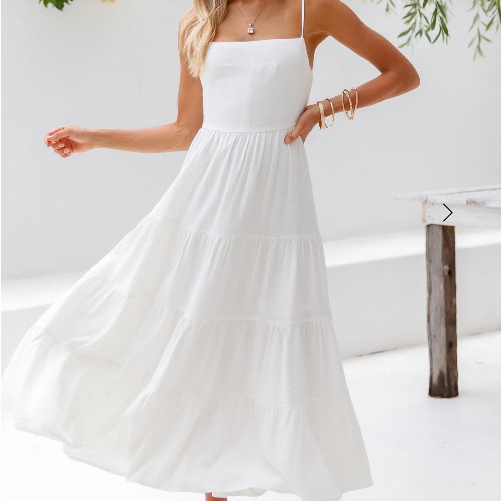Hello Molly White Midi Dress